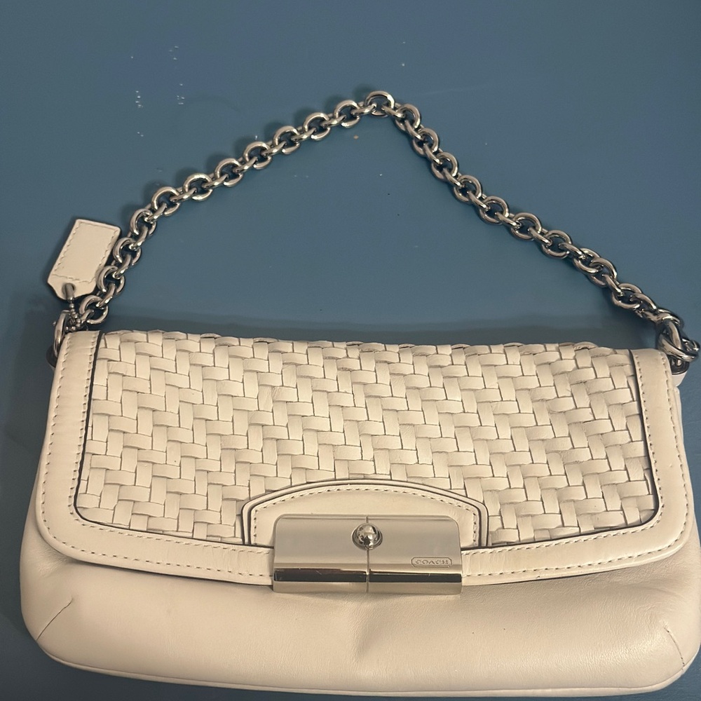 Elegant White Woven Leather Bag